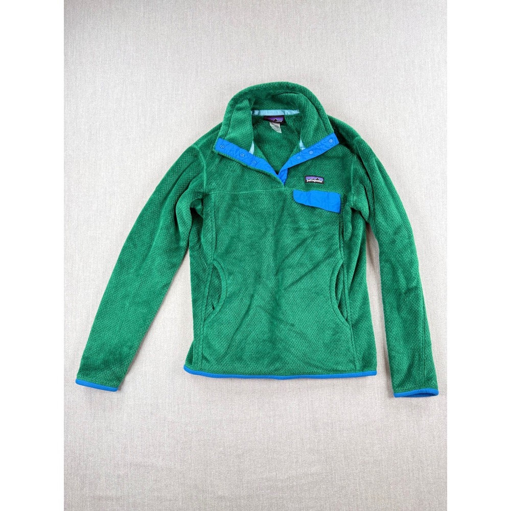 Patagonia Re-Tool Snap-T Fleece Pullover Green Blue Womens Medium 25442